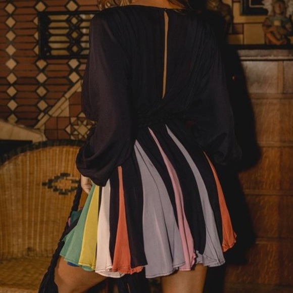 Mini Navy Rainbow Dress - Picture 3 of 4